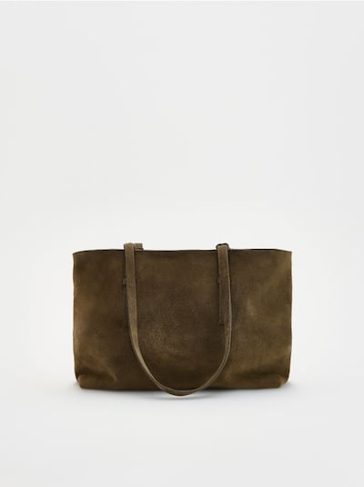 Borsa shopper in tessuto scamosciato