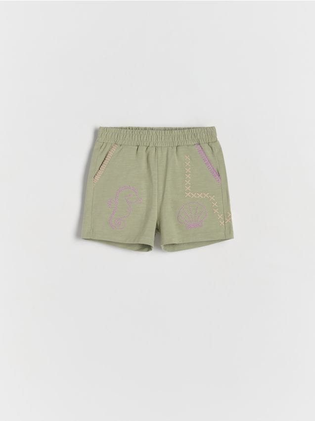 Katoenen short met borduursel - RESERVED