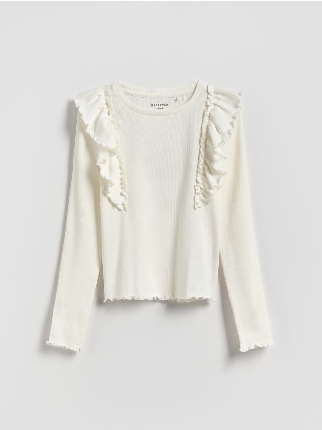 Ribbed blouse with ruffle - RESERVED