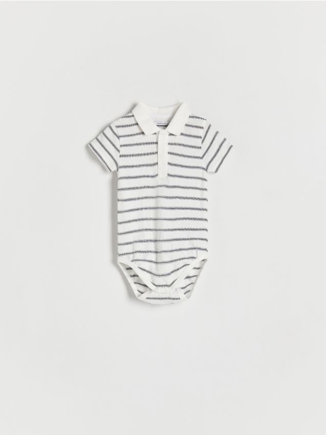 Reserved - body polo, din bumbac - alb