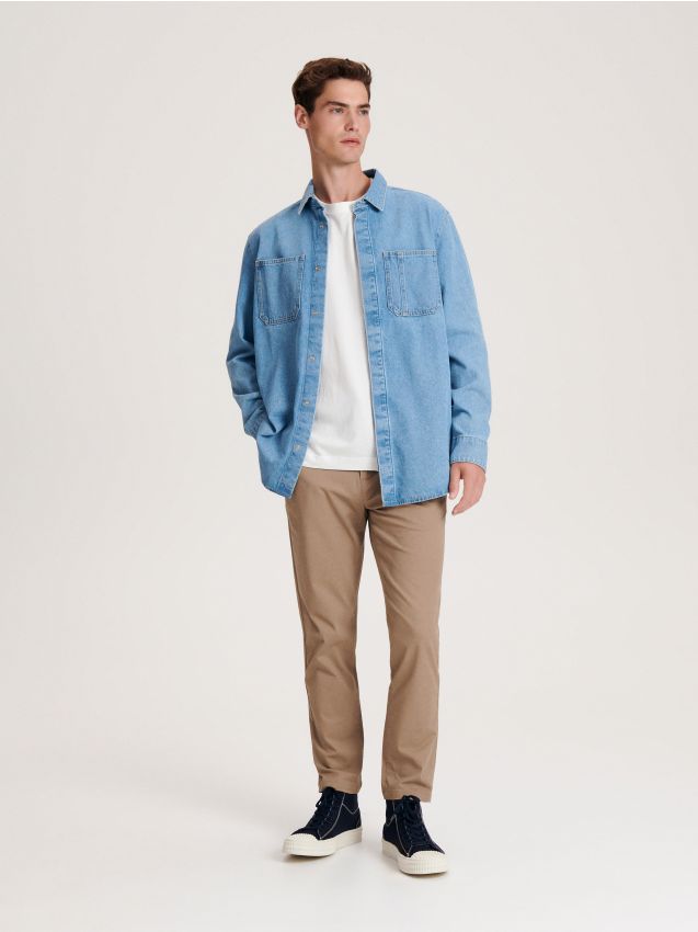 Reserved - Pantaloni carrot slim - bej