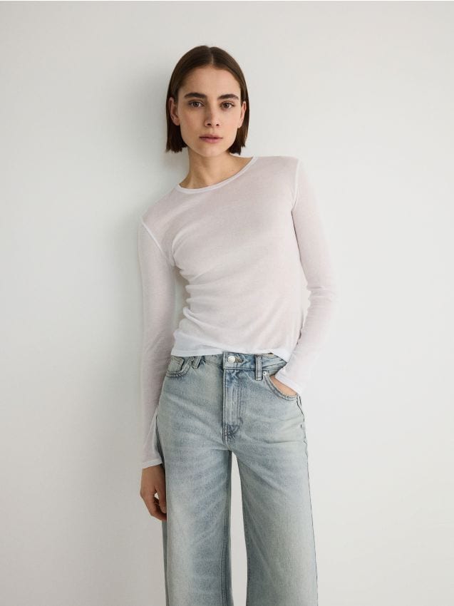 Reserved - ladies` t-shirt - crem