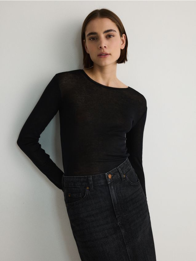 Reserved - ladies` t-shirt - negru