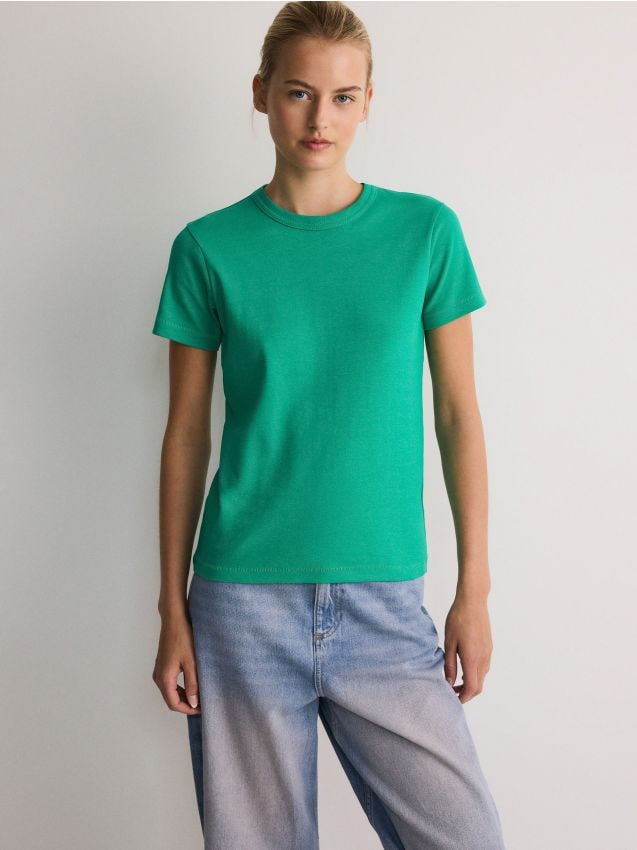 Reserved - tricou din bumbac greu - verde-pal