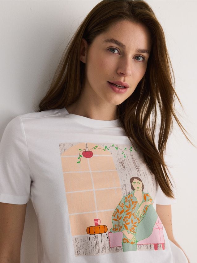 Reserved - tricou cu croială regular și imprimeu - multicolor