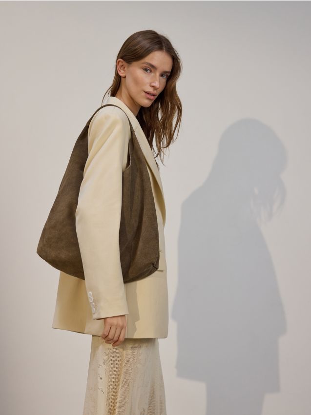 Suede jacket with collar - RESERVED