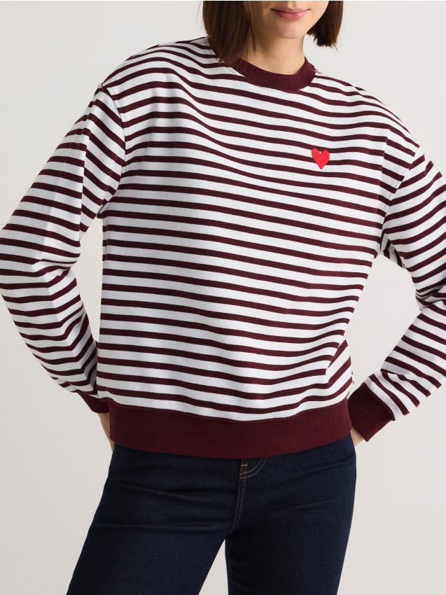 Reserved - Bluză sport din bumbac, cu broderie - negru Reserved - Bluză sport din bumbac, cu broderie - negru