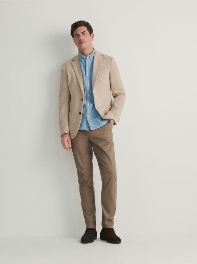 Reserved - blazer slim fit în carouri - bej