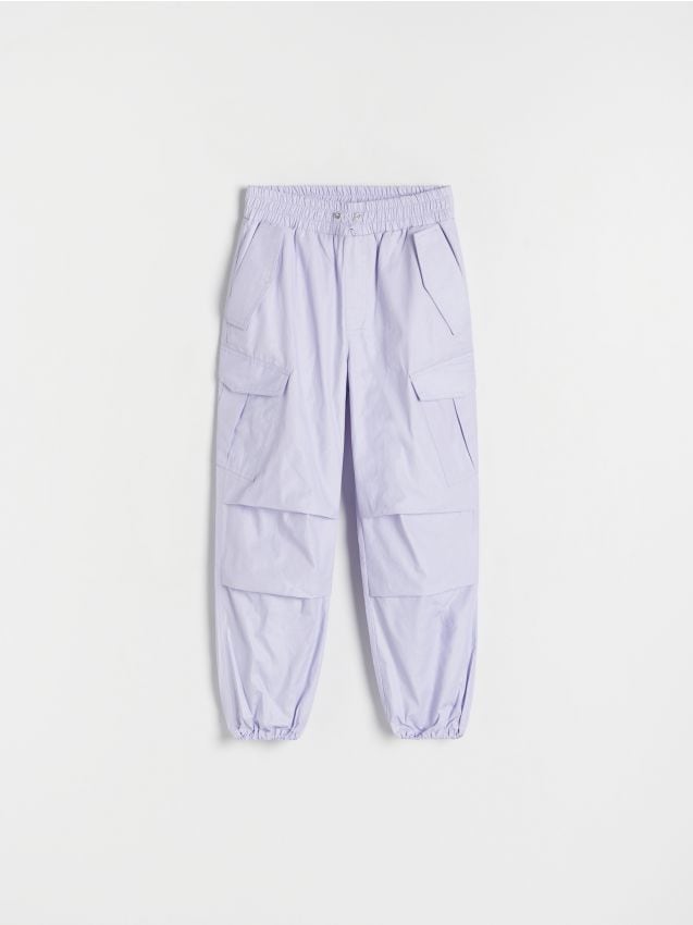 Reserved - pantaloni parachute, cu buzunare cargo - lavand