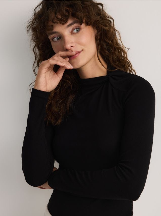 Reserved - Bluză cu cute - negru