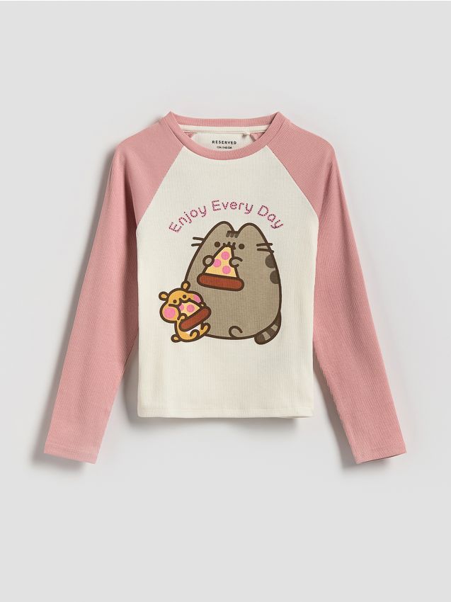 Katoenen Pusheen T-shirt met lange mouwen - RESERVED