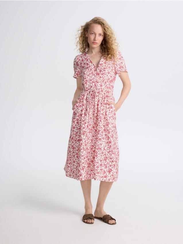 Patterned viscose midi dress - RESERVED