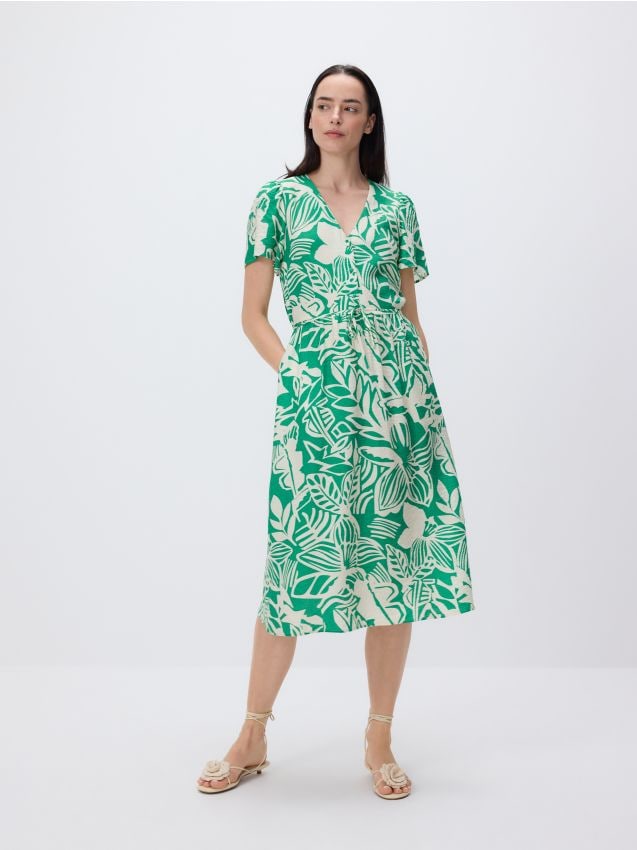 Gemustertes Midikleid aus Viskose - RESERVED
