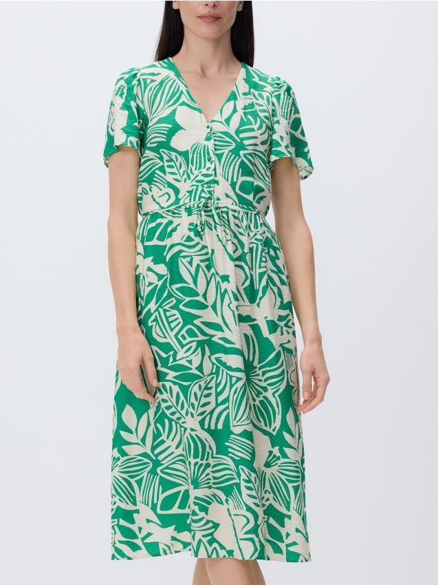 Patterned viscose midi dress - RESERVED