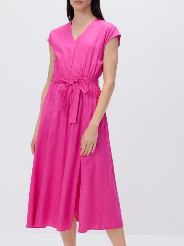 Midi dress with linen blend - RESERVED