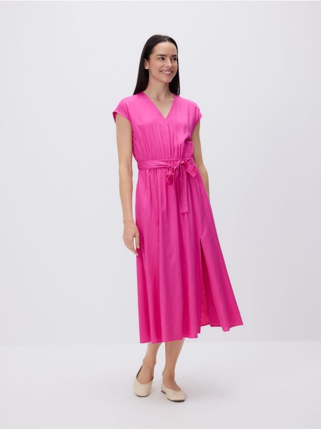Midi dress with linen blend - RESERVED