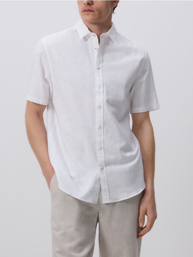 Camisa de ajuste regular rica em linho - RESERVED