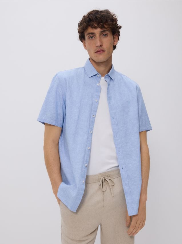 Regular fit linen rich shirt - RESERVED