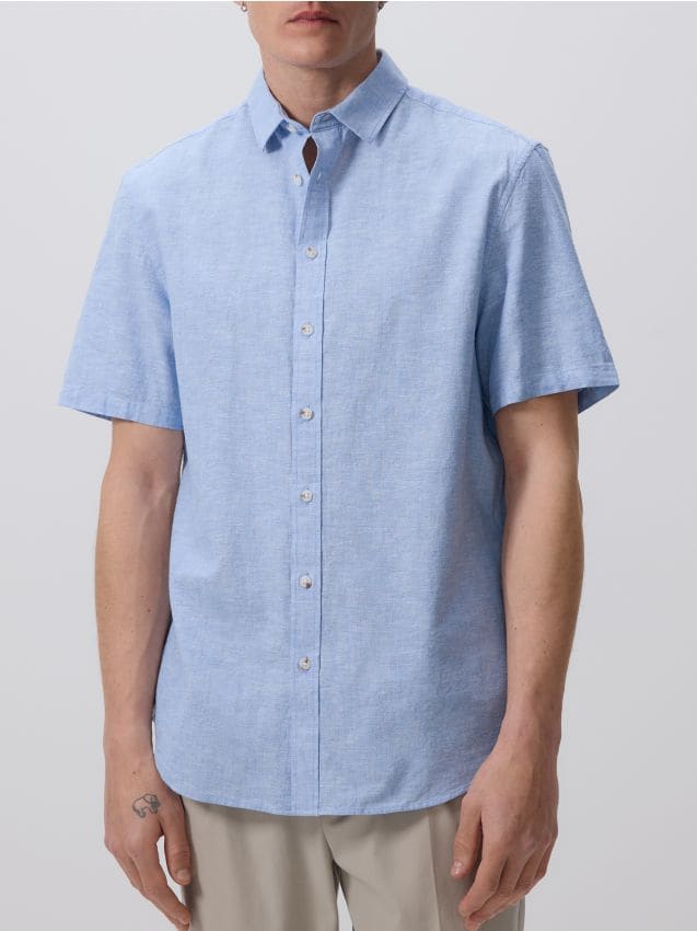 Regular fit linen rich shirt - RESERVED