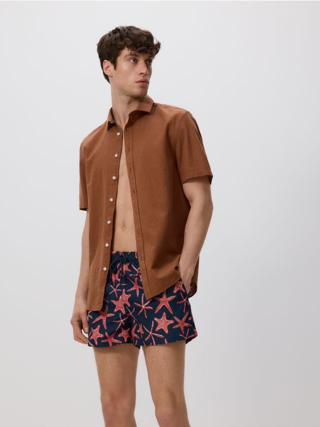 Regular fit linen rich shirt - RESERVED