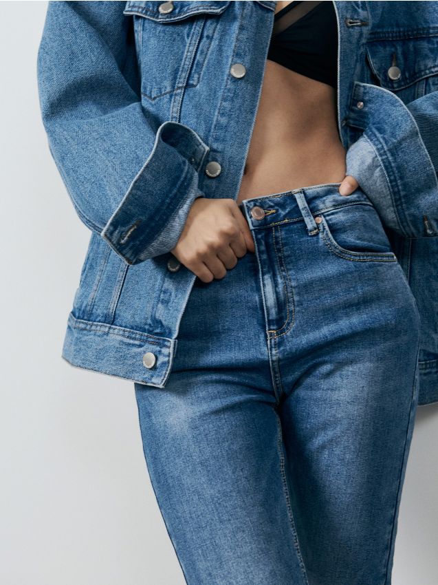Reserved - blugi slim mid rise - albastru