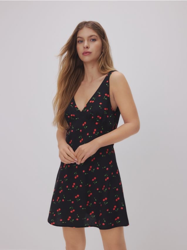 Rochie mini cu adaos de viscoză - RESERVED