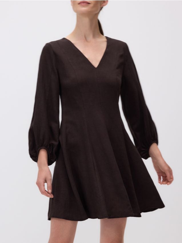 Mini dress with linen blend - RESERVED