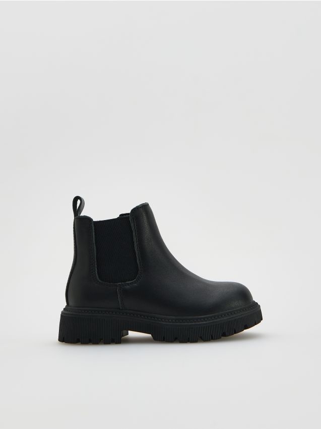 Reserved - Botine din piele cu fermoar - negru