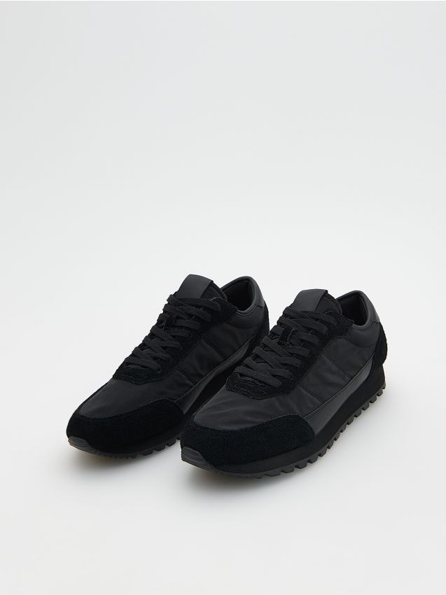 Reserved - pantofi sport din materiale combinate - negru