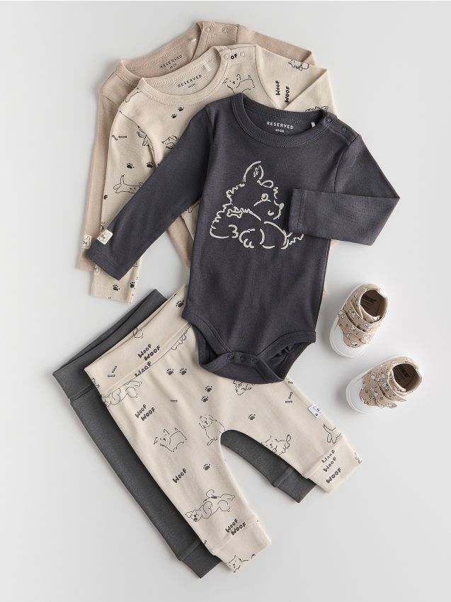 Reserved - Set 3 body-uri din bumbac - bej