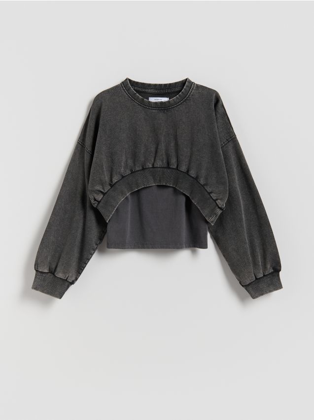 Reserved - GIRLS` JOGGING TOP & SINGLET - negru