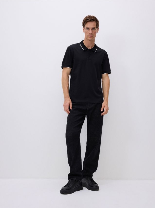 Reserved - Tricou polo regular fit - negru