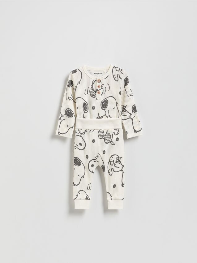 Reserved - Set din bumbac Snoopy - crem