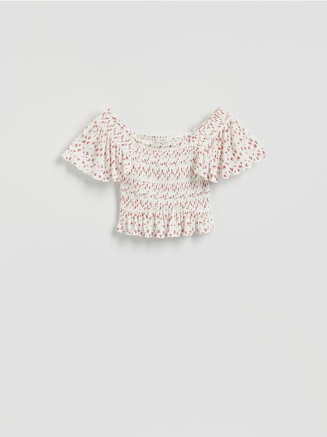 Bluse med flæser - RESERVED