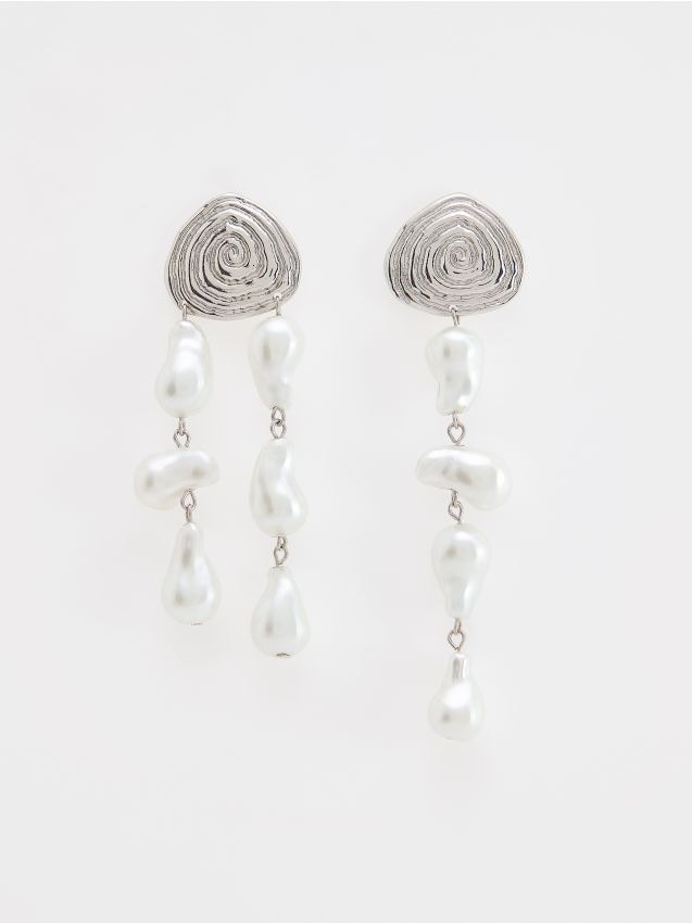 Pearl imitation hoop earrings - RESERVED