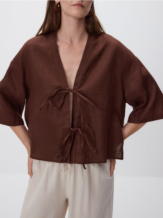 Linen blouse with ties - RESERVED