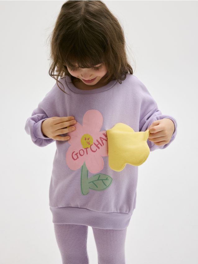 Cotton hoodie with appliqué - RESERVED