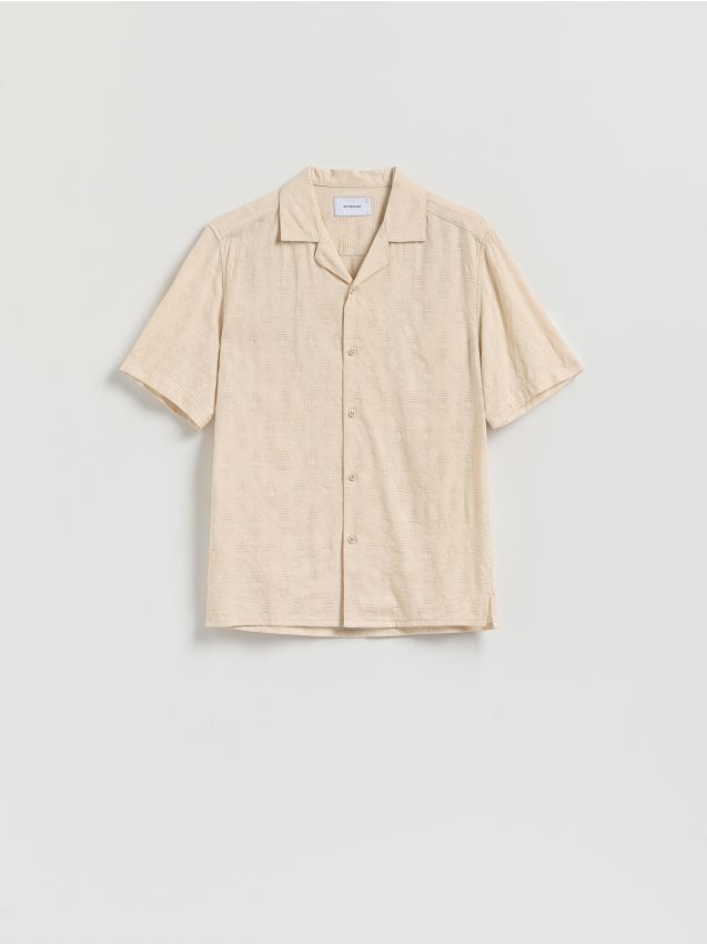 Regular fit shirt in structured fabric - RESERVED