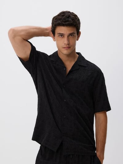 Camicia regular fit in tessuto strutturato