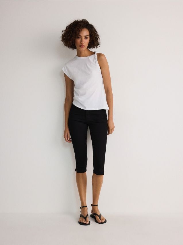 Reserved - blugi capri - negru