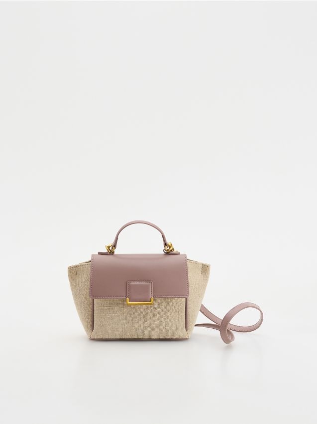 Shoulder bag with linen - RESERVED