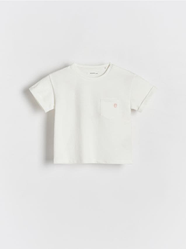 Reserved - tricou cu buzunar - crem