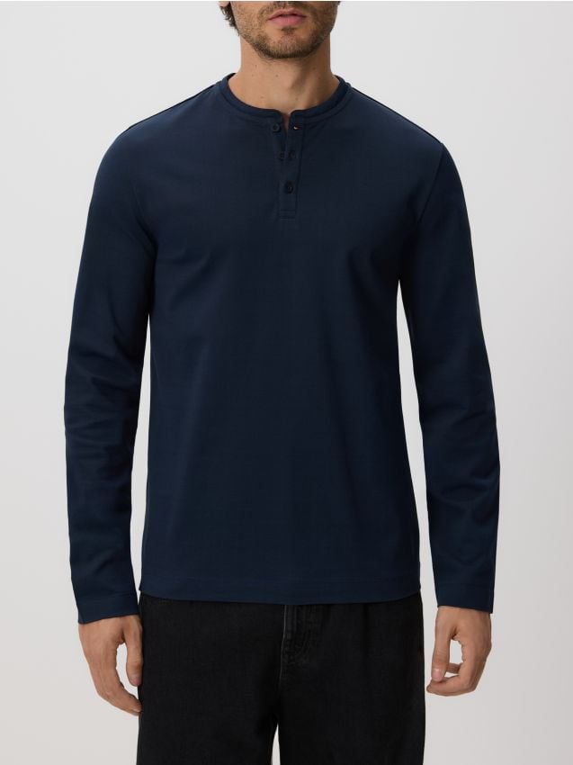 Katoenen slim longsleeve - RESERVED