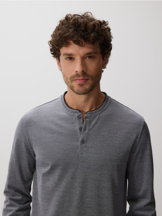 Katoenen slim longsleeve - RESERVED