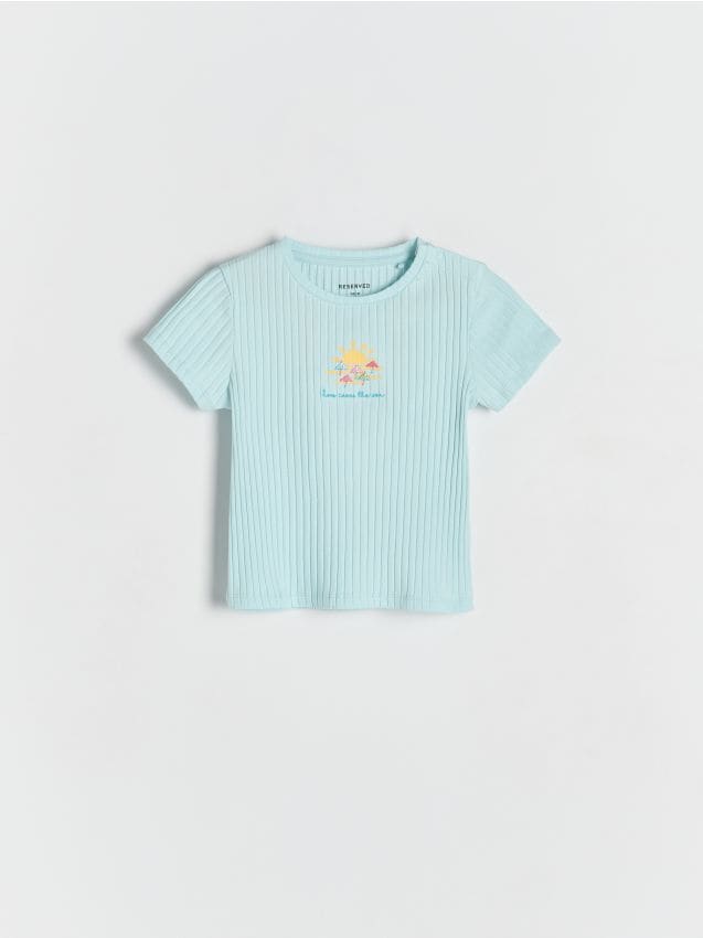 Rib knit T-shirt with embroidery detail - RESERVED