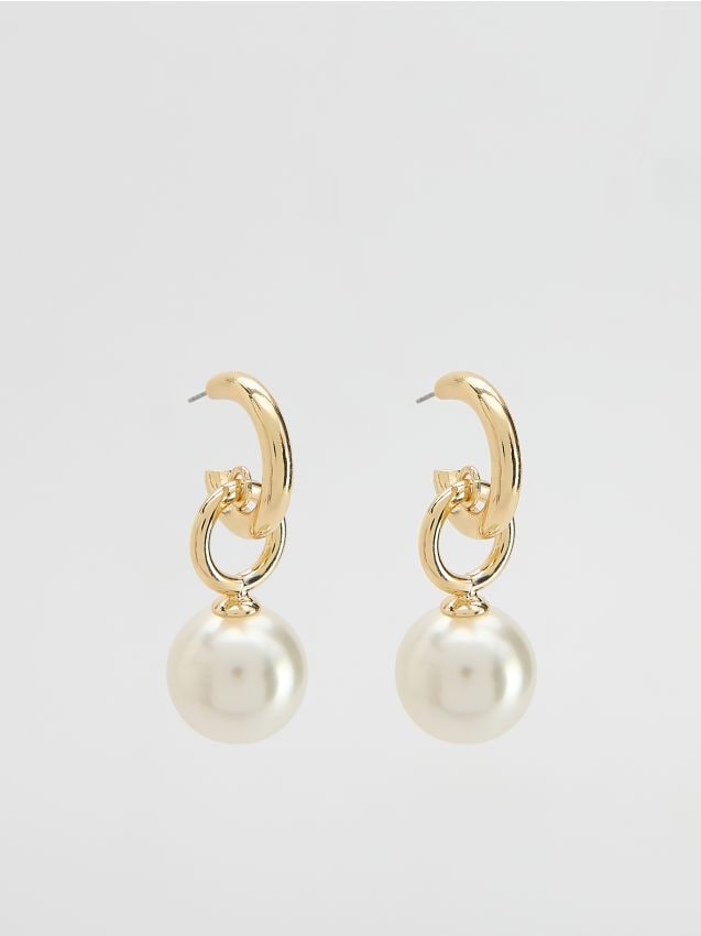 Pearl imitation hoop earrings - RESERVED