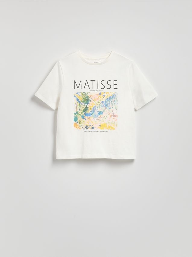 Cotton T-shirt with print - RESERVED