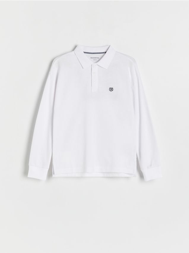 Reserved - Tricou cu mânecă lungă și broderie - alb