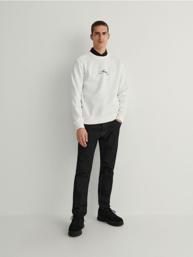 Reserved - bluză sport cu broderie - crem