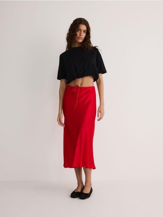 Viscose midi skirt - RESERVED